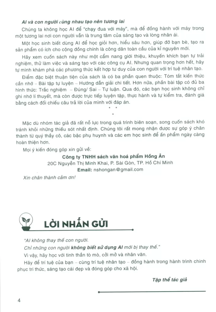 HƯỚNG DẪN GIẢI BÀI TẬP TRÍ TUỆ NHÂN TẠO (AI) LỚP 10 - Nhập môn AI tạo sinh